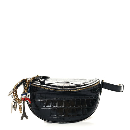 Balenciaga Calfskin Crocodile Embossed Souveniers Charms Belt Bag Black 1 of 10