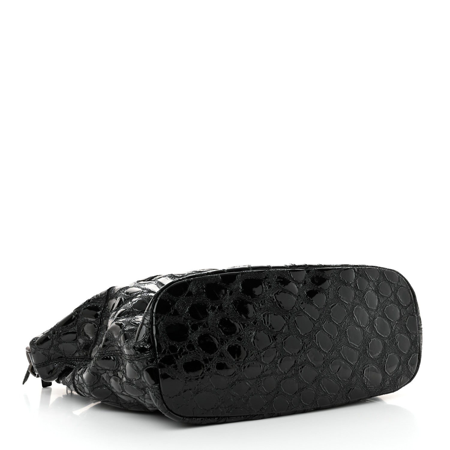 Givenchy Patent Crocodile Embossed Large Nightingale Black