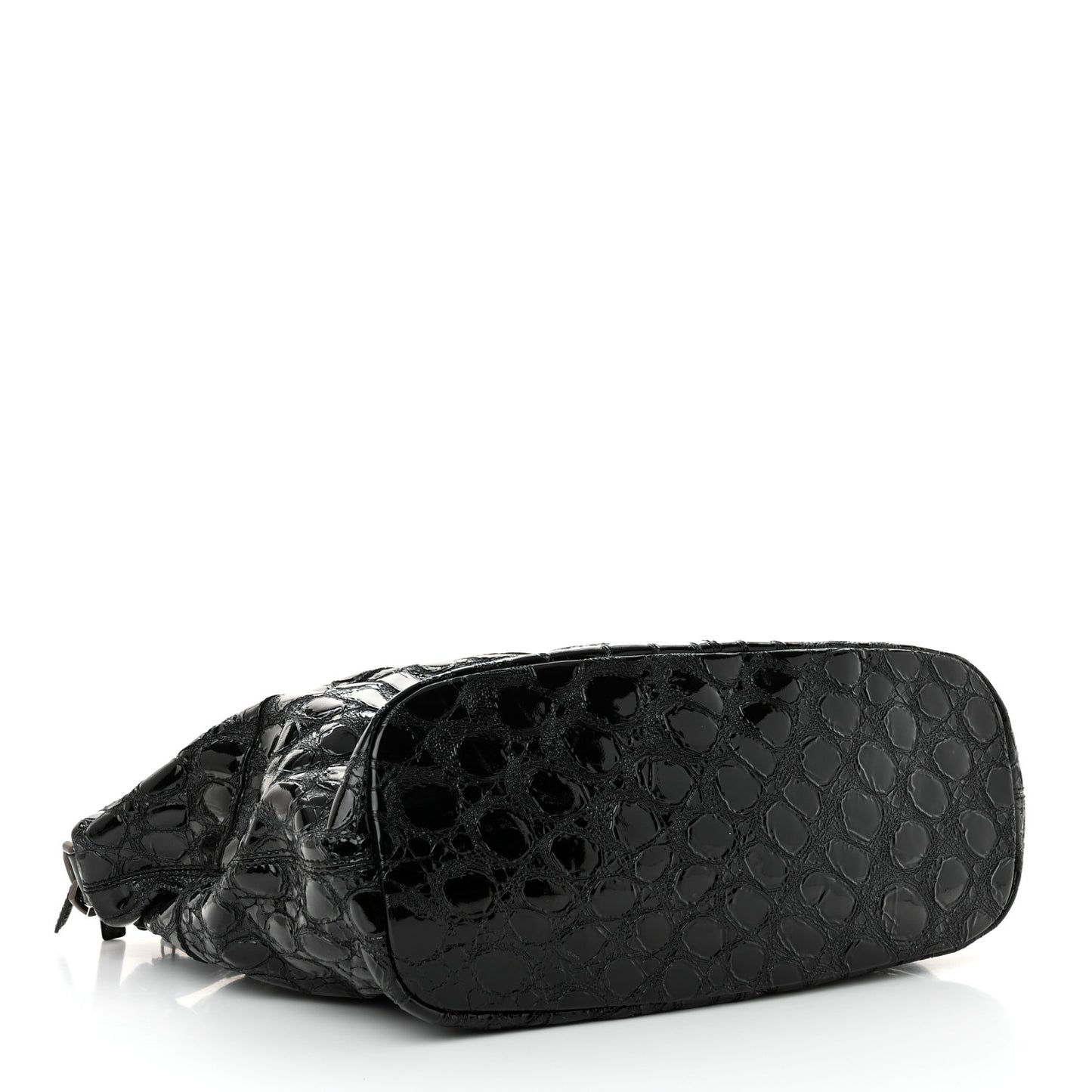 Patent Crocodile Embossed Large Nightingale Black