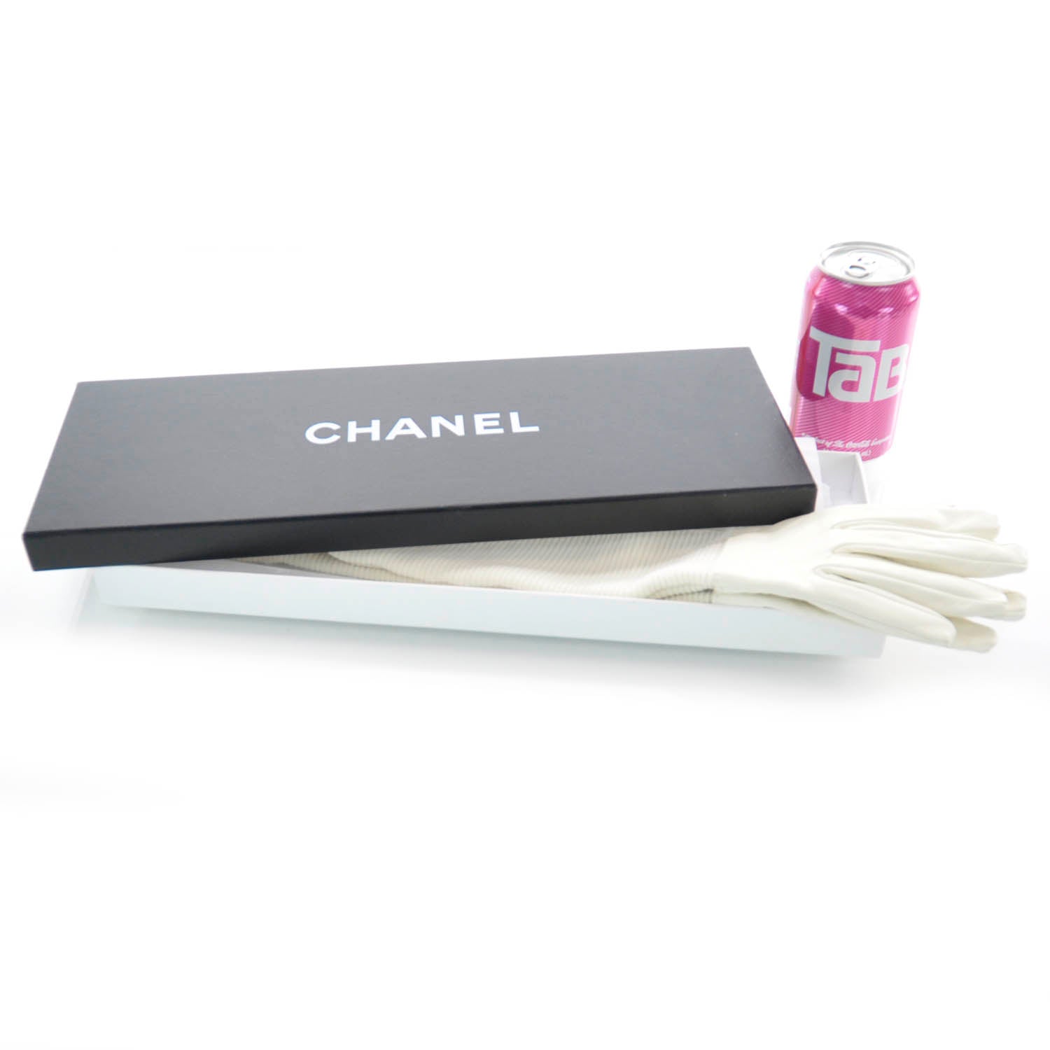 Chanel Lambskin Wool Long Gloves Size 7 White 4 of 5