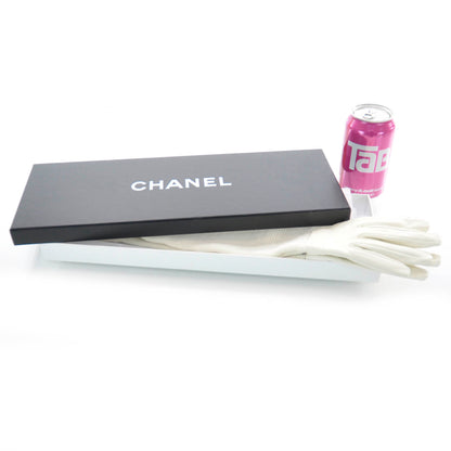 Chanel Lambskin Wool Long Gloves Size 7 White 4 of 5
