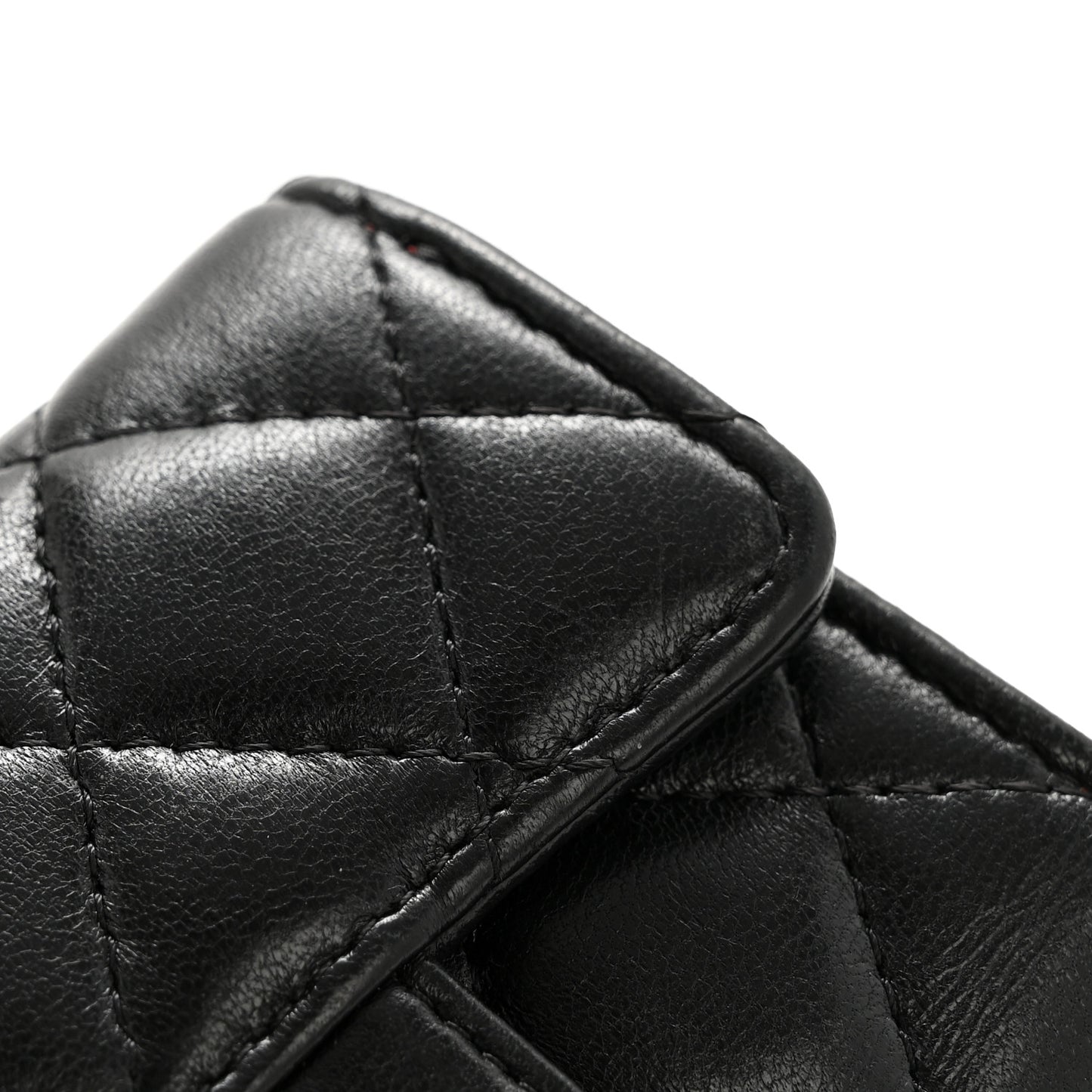 Lambskin Quilted Classic 4 Key Holder Wallet Black