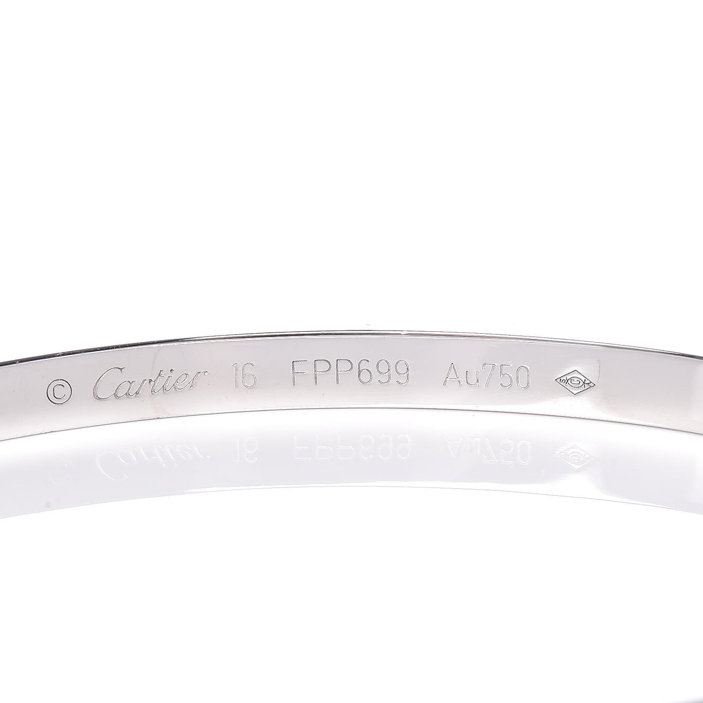 18K White Gold Small LOVE Bracelet 16