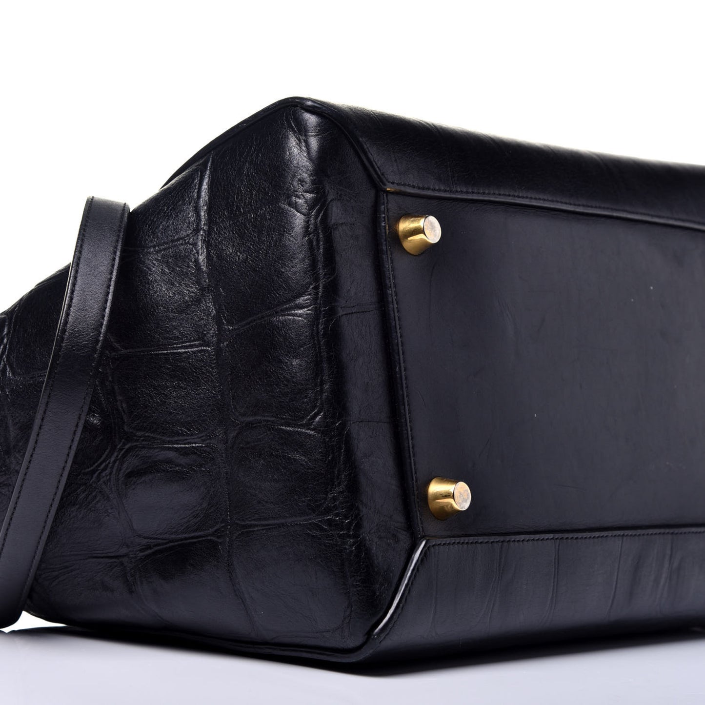 Calfskin Crocodile Embossed Small Belt Bag Navy