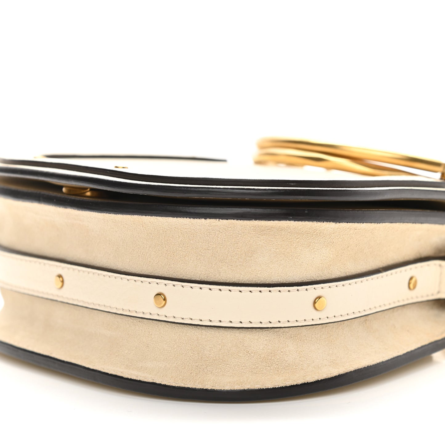 Calfskin Suede Small Nile Bracelet Bag Off White