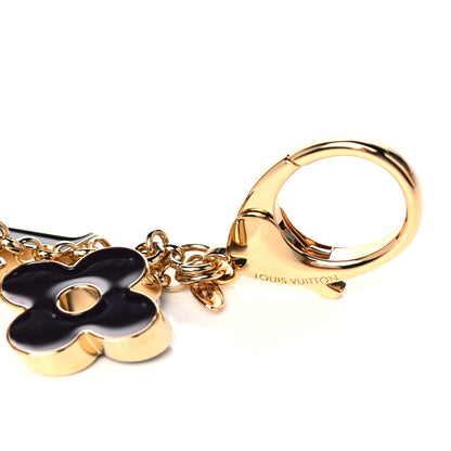 Louis Vuitton Metal Enamel Fleur De Monogram Bag Charm Dore 3 of 5
