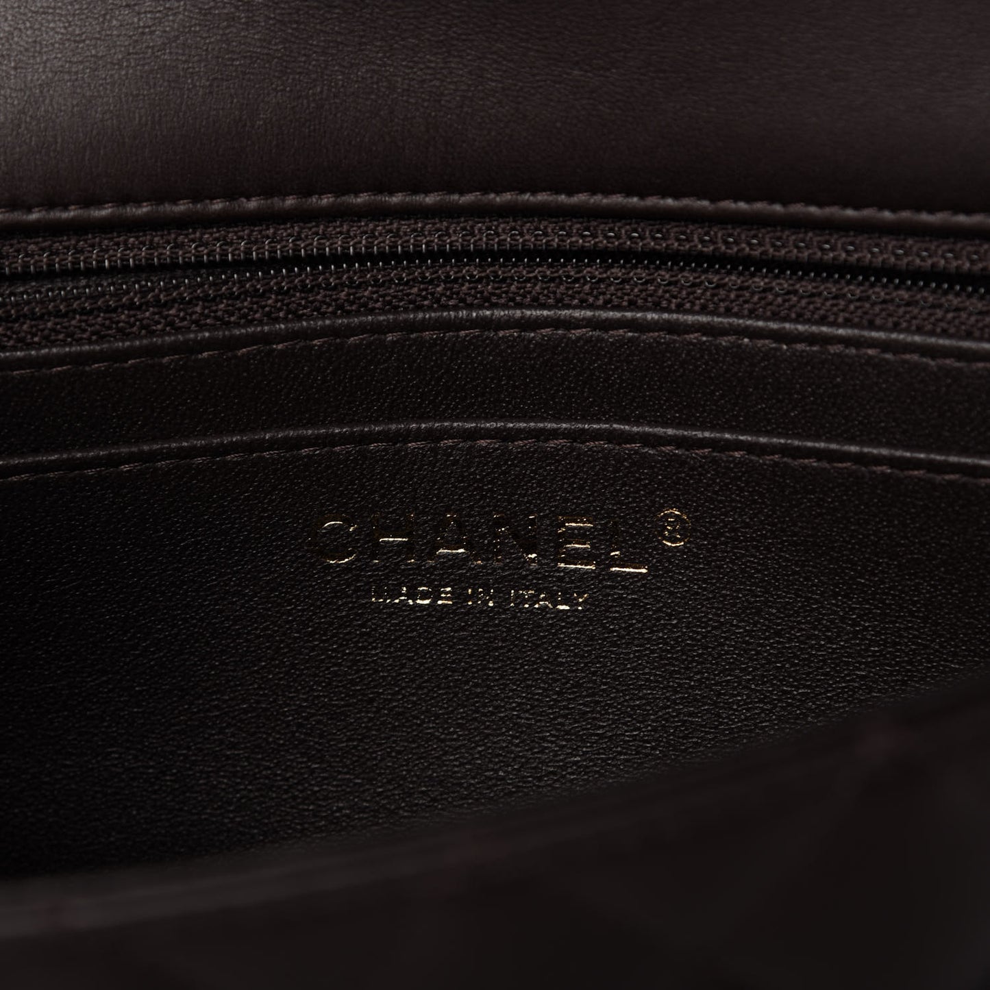 Lambskin Quilted Mini Rectangular Flap Dark Brown