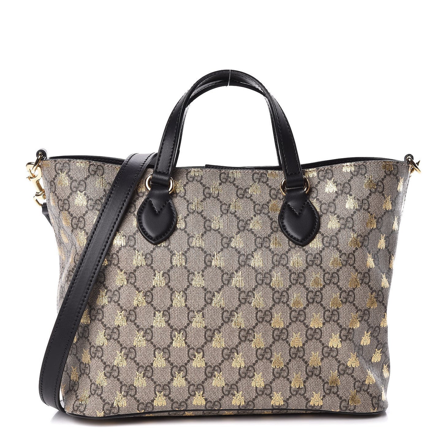 Soft GG Supreme Monogram Bees Small Crossbody Tote Beige Oro Black
