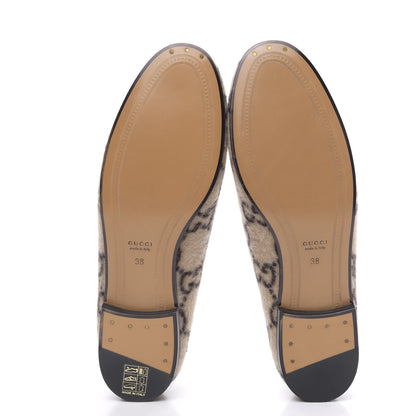 Gucci Covered Wool GG Monogram Womens Jordaan Loafers 38 Beige Ebony Black 5 of 9