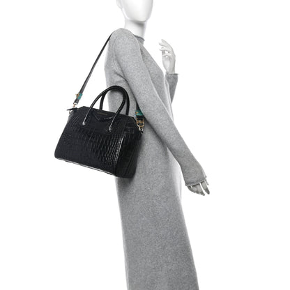Givenchy Calfskin Crocodile Embossed Small Antigona Black 2 of 10