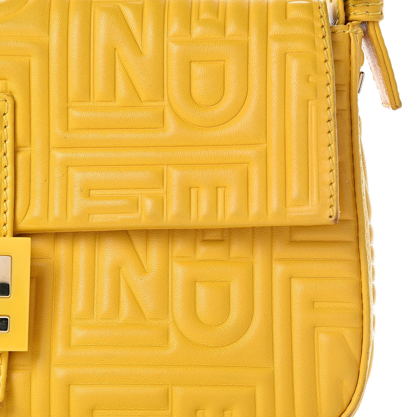 Nappa Logo Embossed Baguette Lemon Giallo