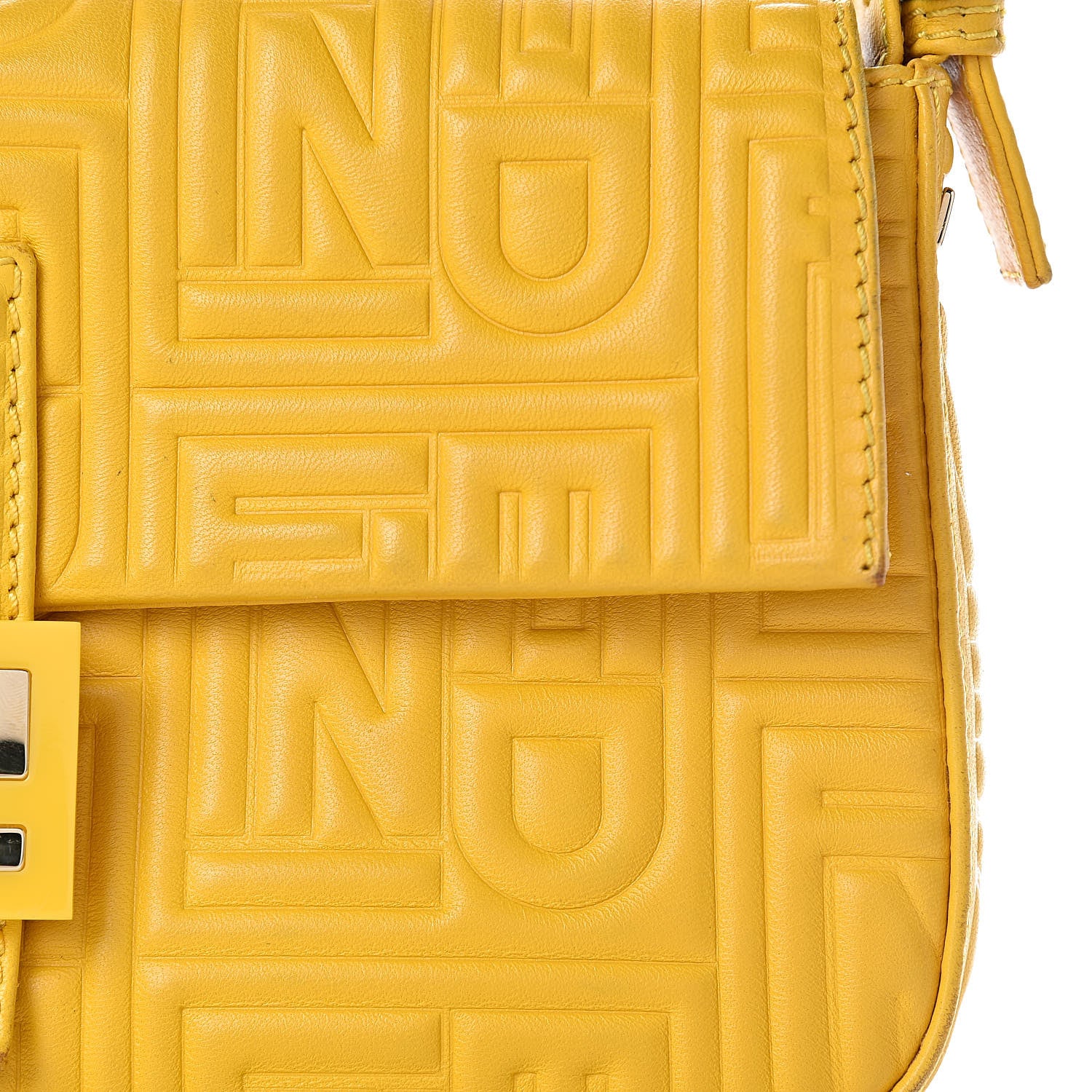 Fendi Nappa Logo Embossed Baguette Lemon Giallo 11 of 17
