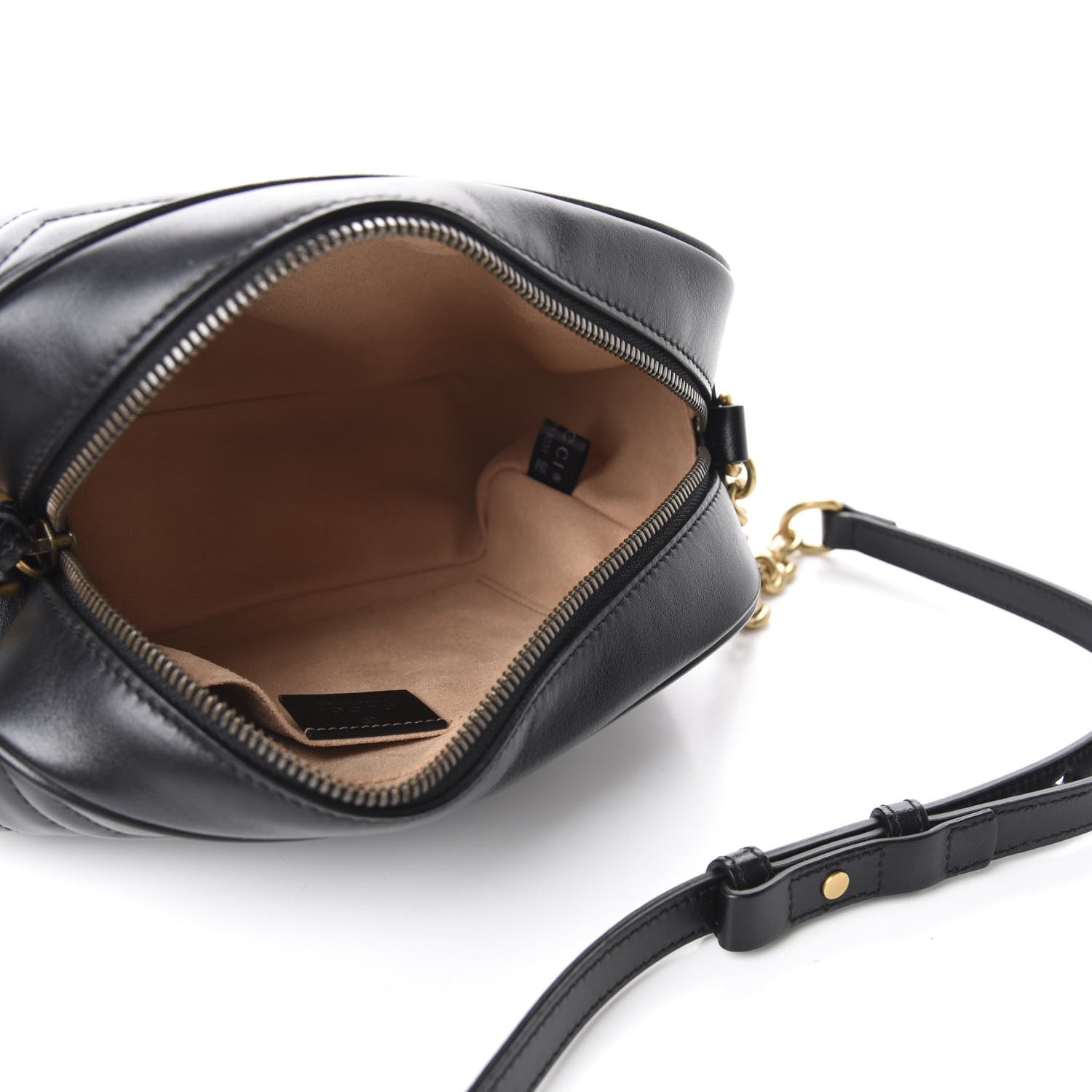 Gucci Calfskin Matelasse Small GG Marmont Chain Shoulder Bag Black 5 of 10