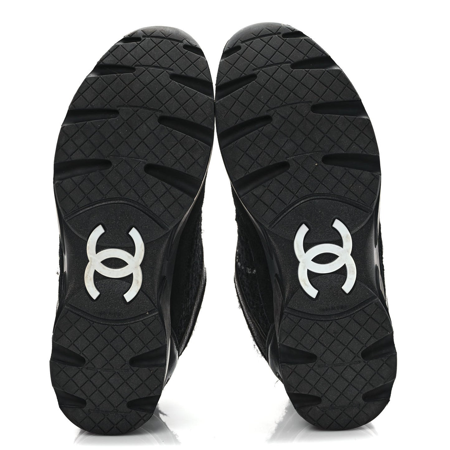 Tweed Suede Goatskin CC Sneakers 37.5 Black White