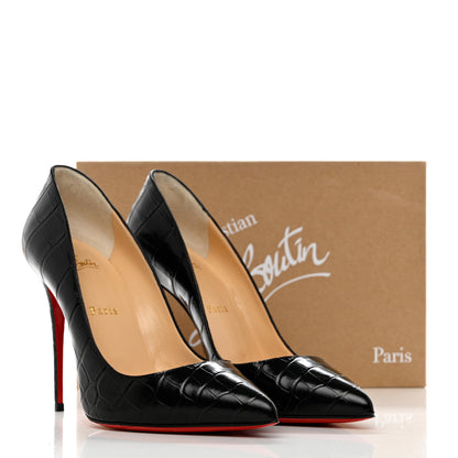 Christian Louboutin Calfskin Crocodile Embossed Pigalle Follies 100 Pumps 39 Black 8 of 8