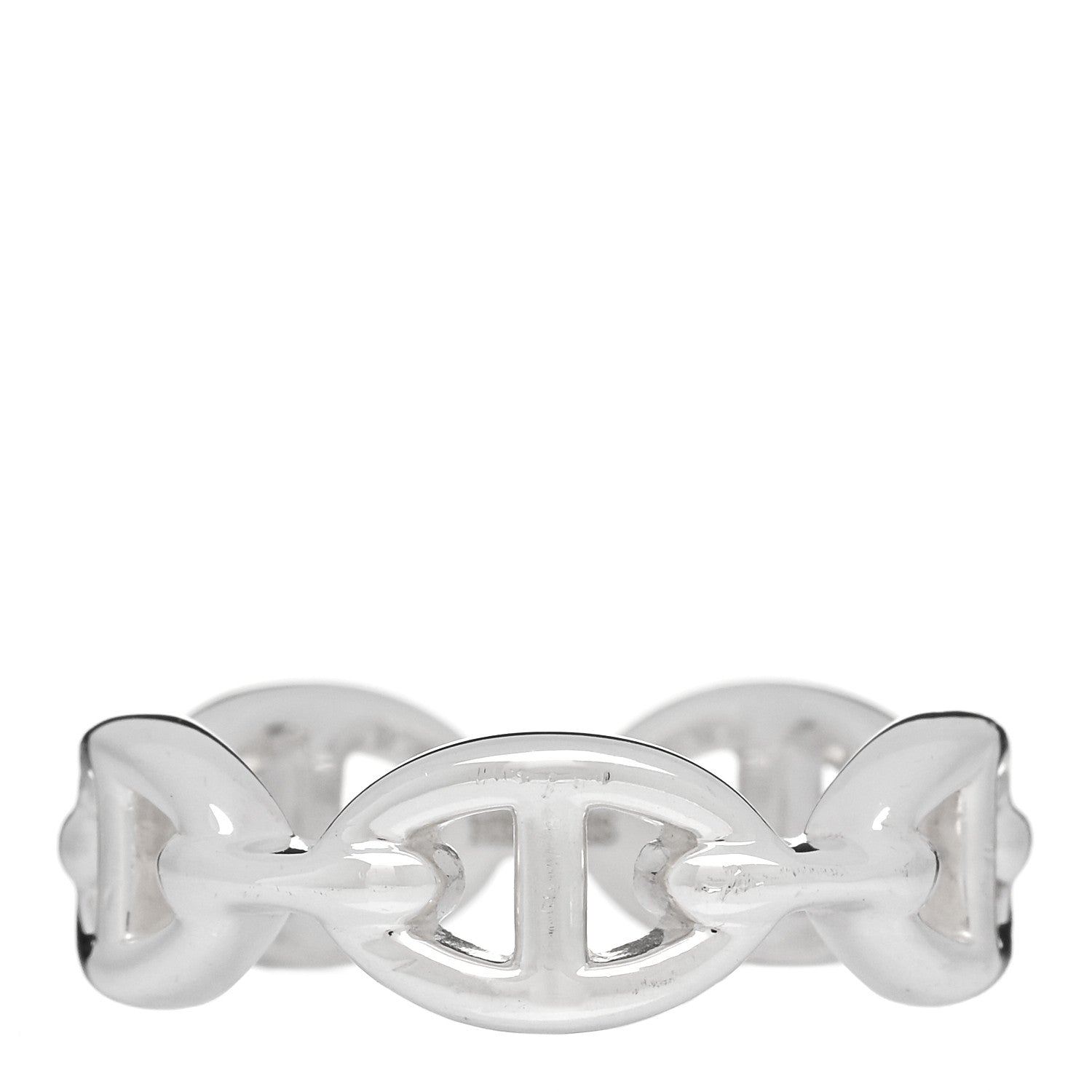 Hermes Sterling Silver PM Chaine d'Ancre Enchainee Band Ring 55 7.25 1 of 7
