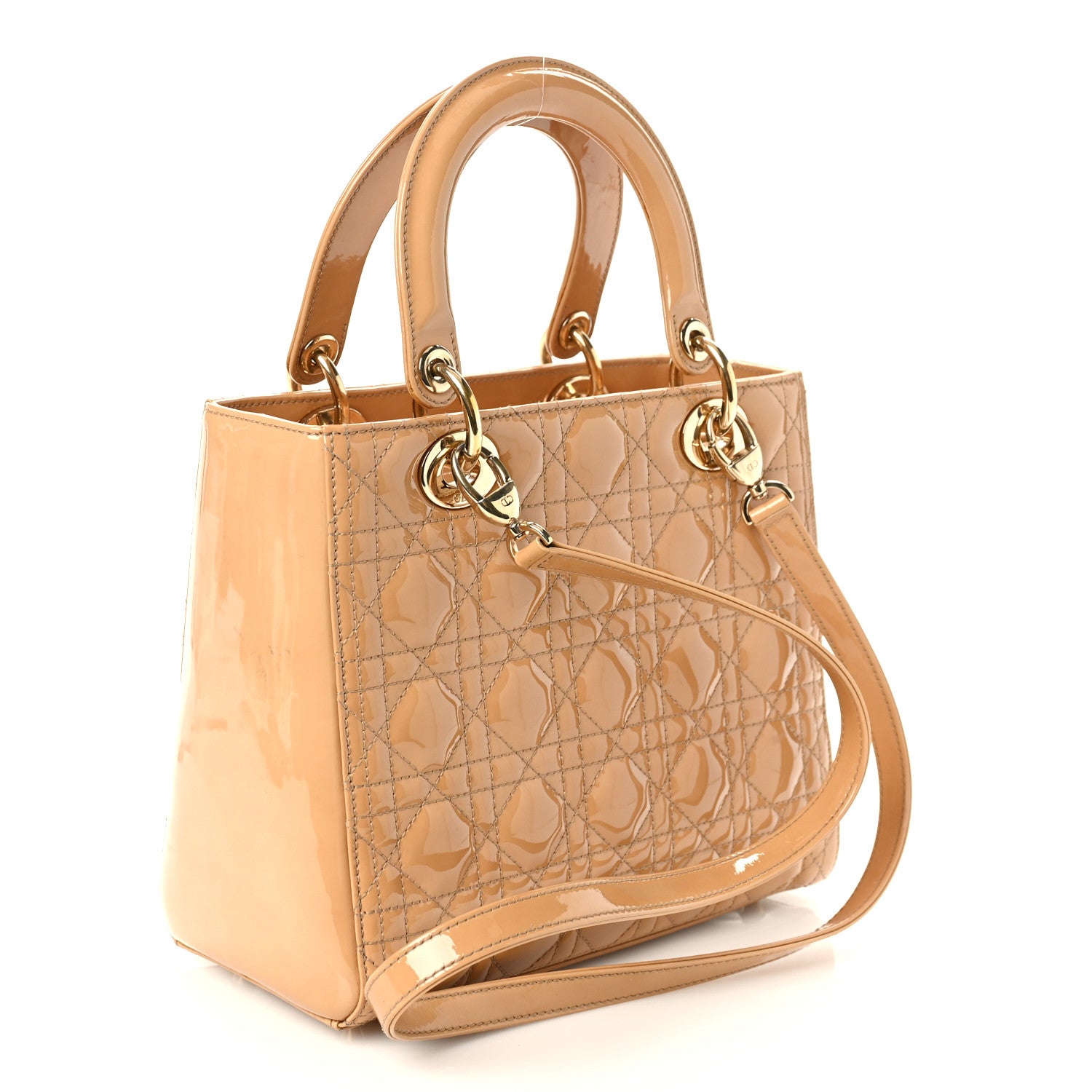 Christian Dior Patent Cannage Medium Lady Dior Beige 2 of 9