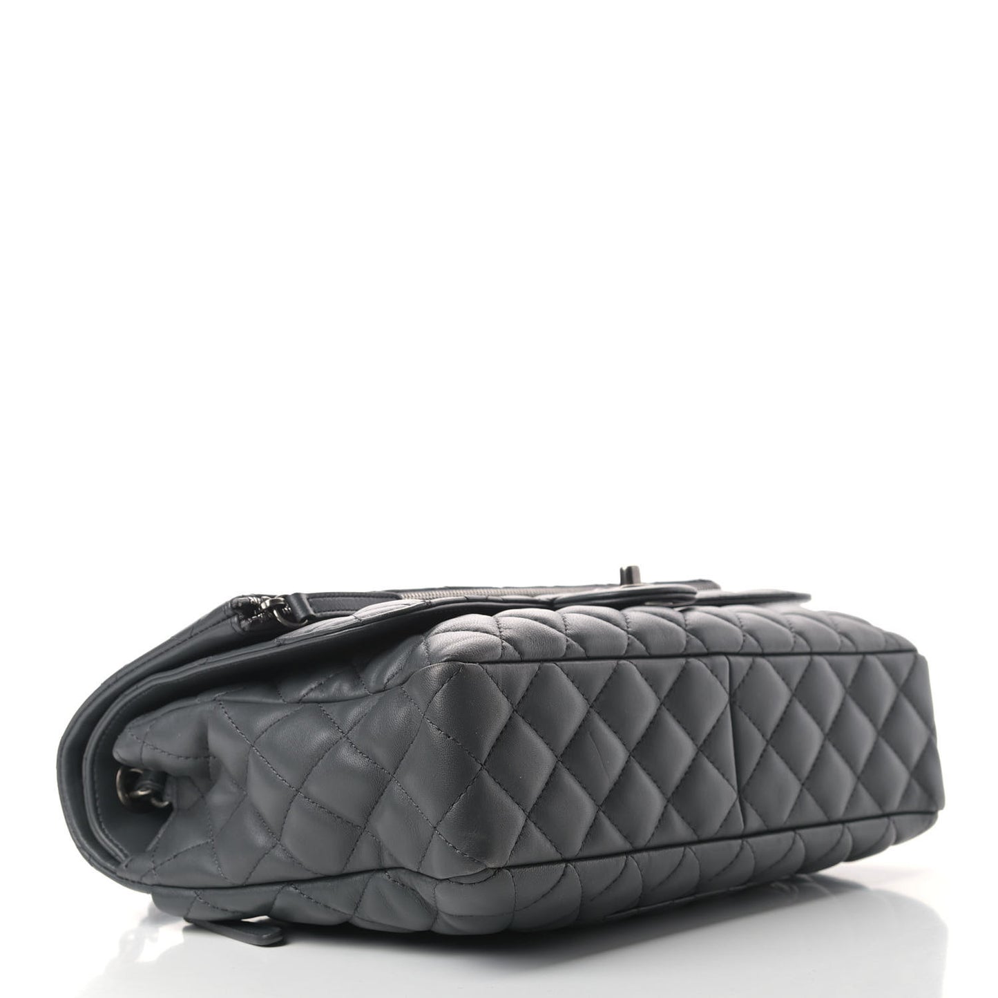 Lambskin Quilted Jumbo Multi Flap Bag Dark Grey