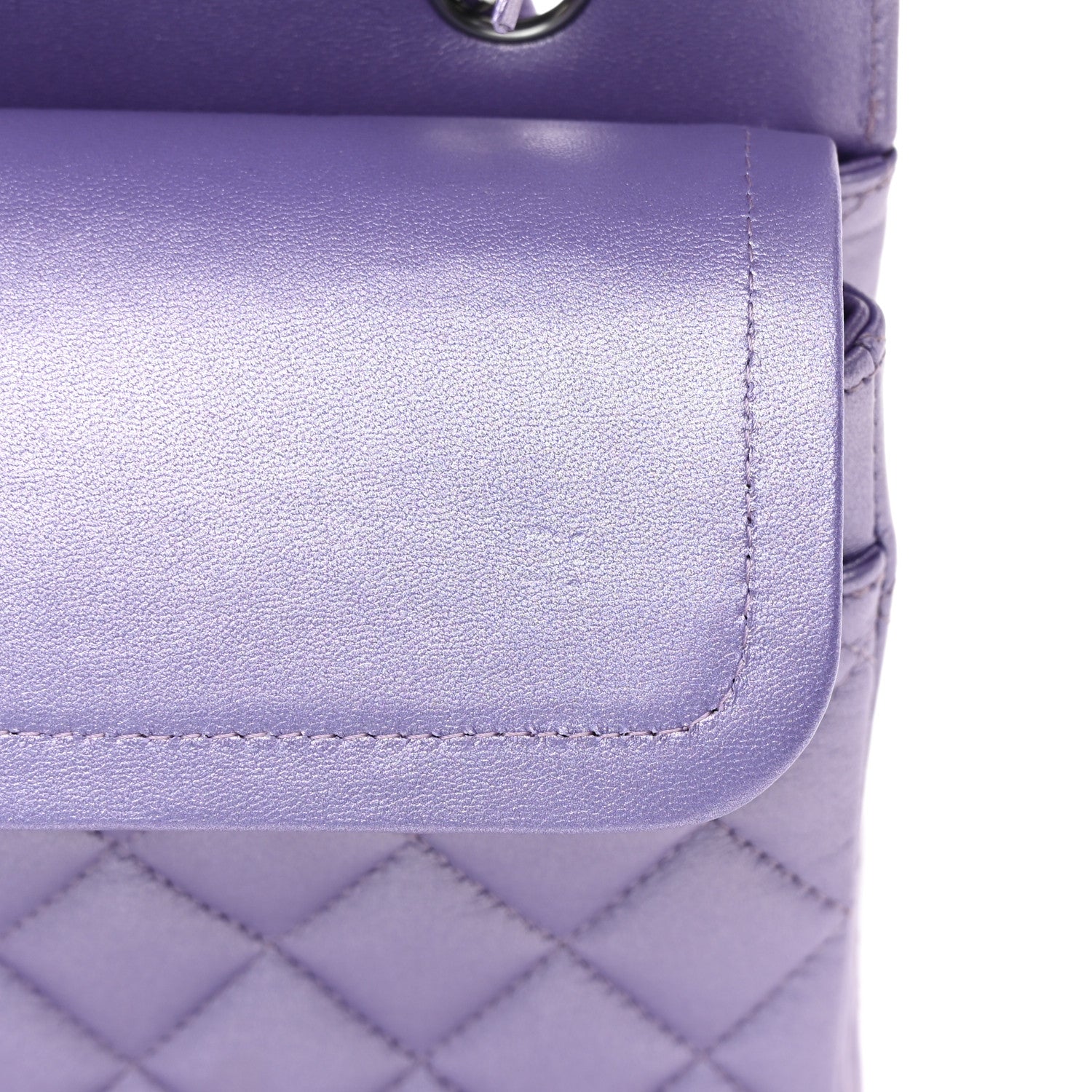 Chanel Metallic Lambskin Quilted Medium Double Flap Purple 11 of 16