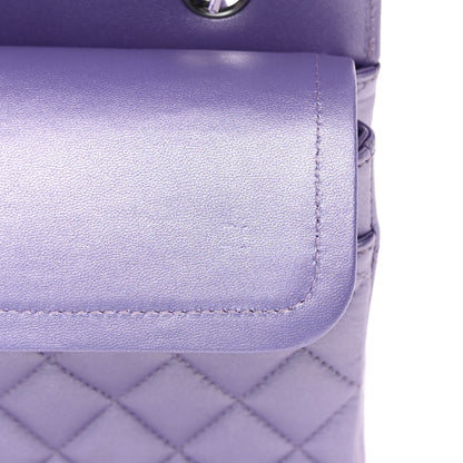 Chanel Metallic Lambskin Quilted Medium Double Flap Purple 11 of 16
