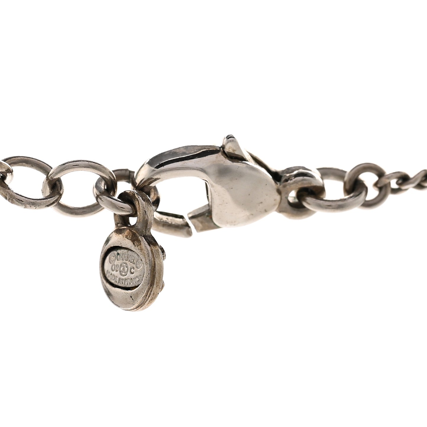 Crystal CC Drop Pendant Necklace Silver