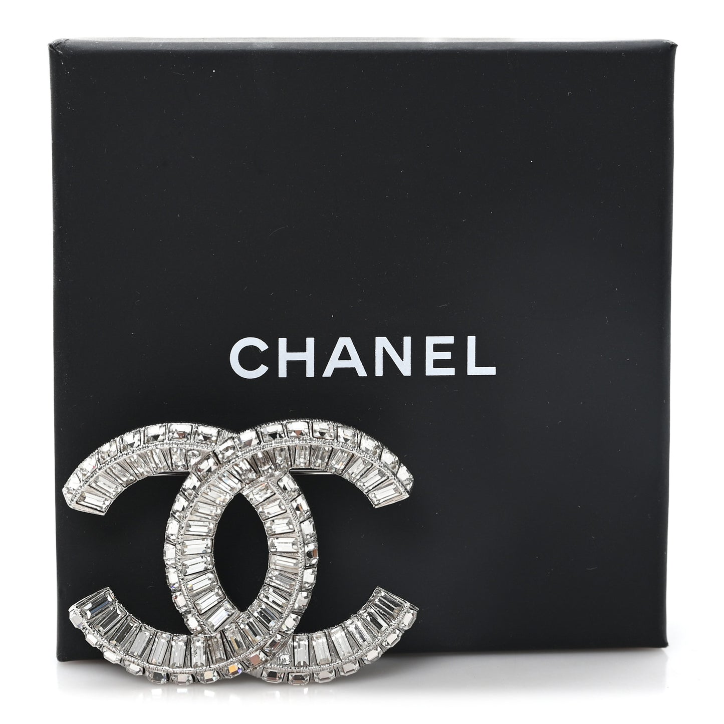 Baguette Crystal CC Brooch Silver