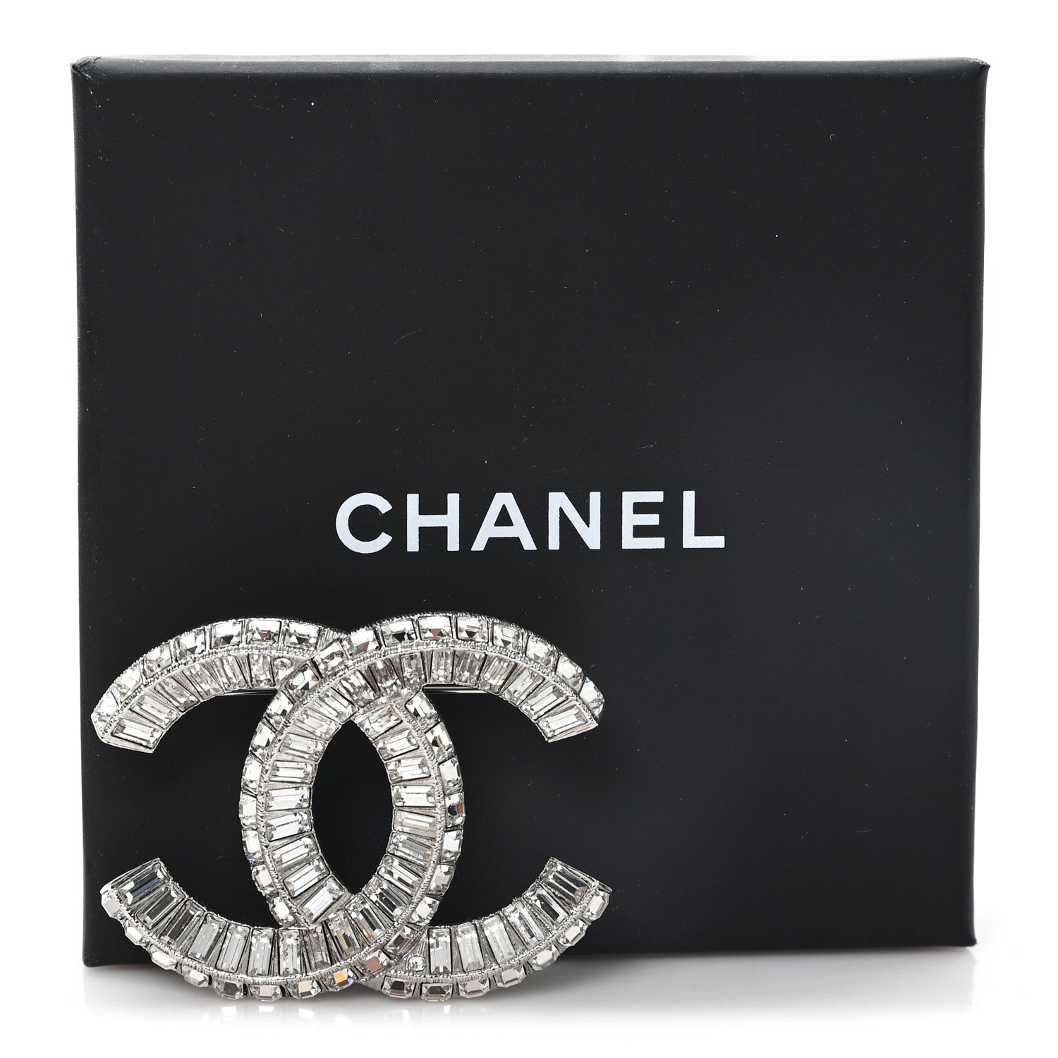 Chanel Baguette Crystal CC Brooch Silver 4 of 4