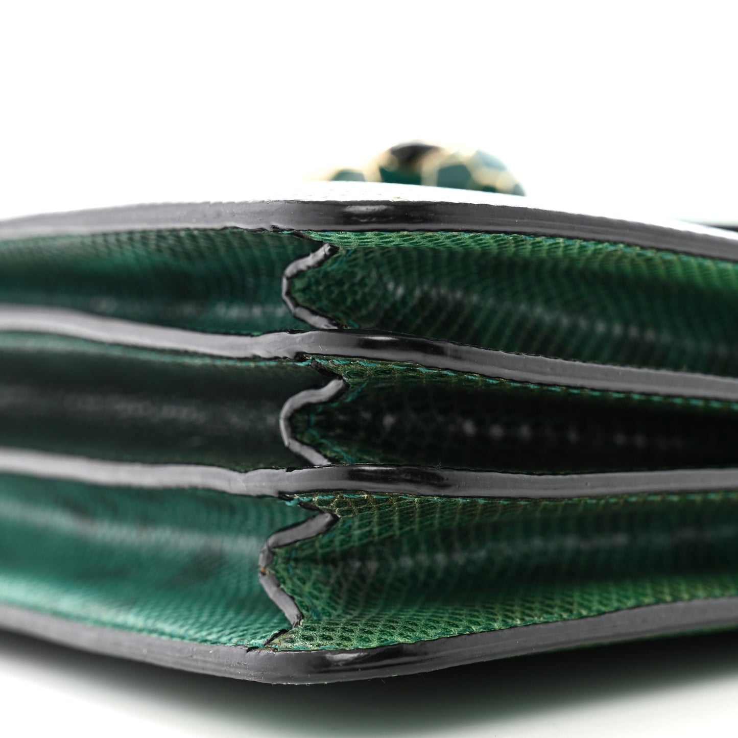 Shiny Karung Serpenti Forever Top Handle Green