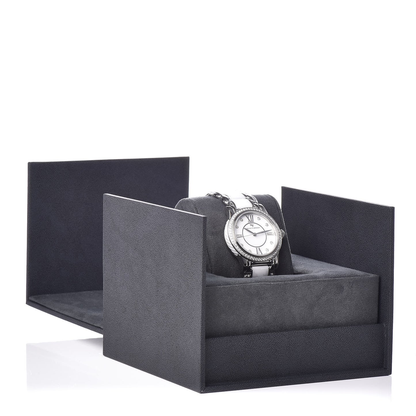 Stainless Steel Ceramic Diamond Bezel 34mm Classic Quartz Watch White