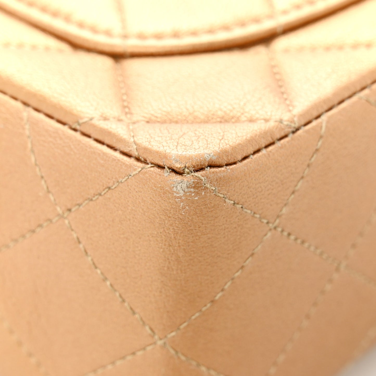 Metallic Lambskin Quilted Mini Square Flap Bronze
