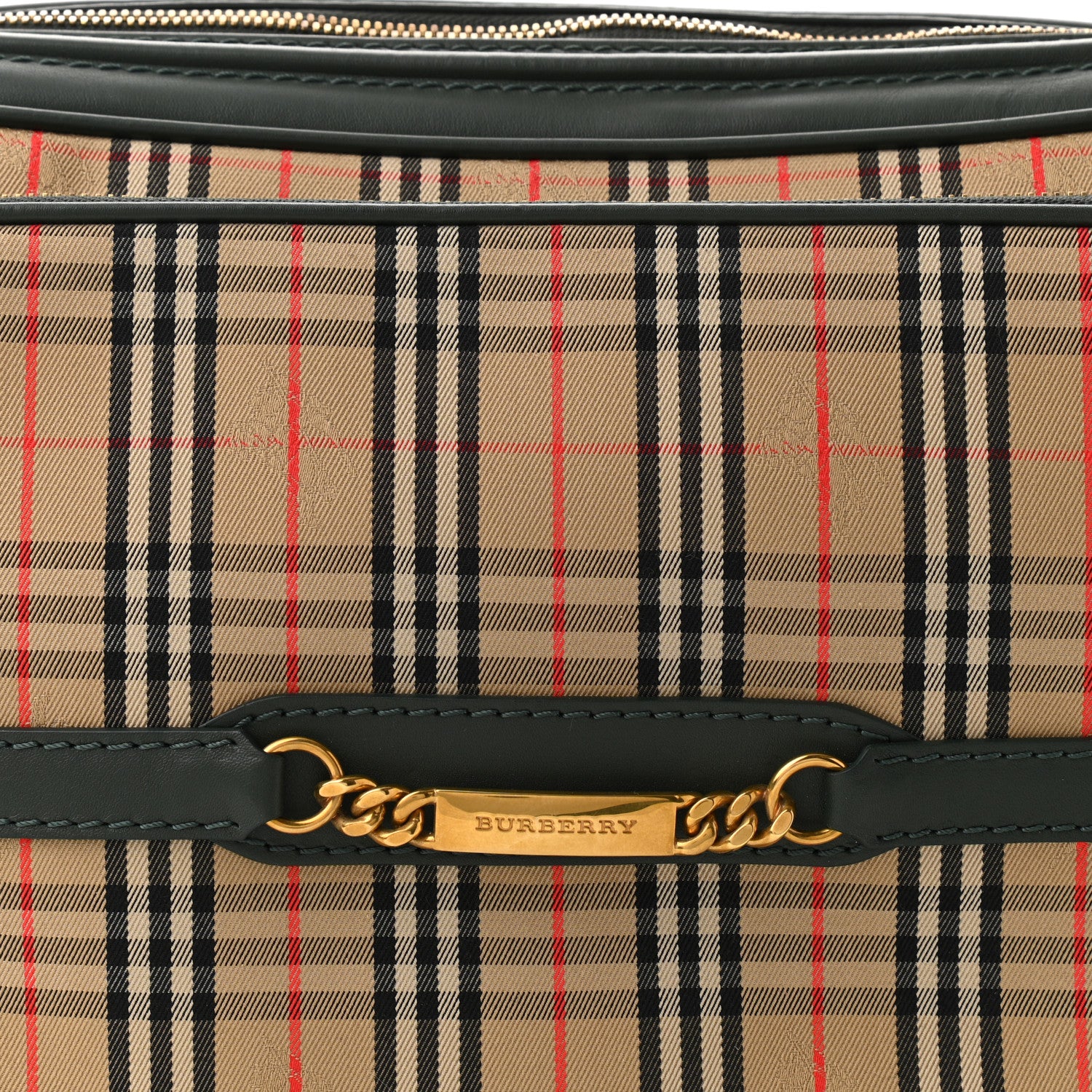 Burberry Smooth Calfskin 1983 Knight Check Link Large Camera Bag Dark Forest Green 8 of 10