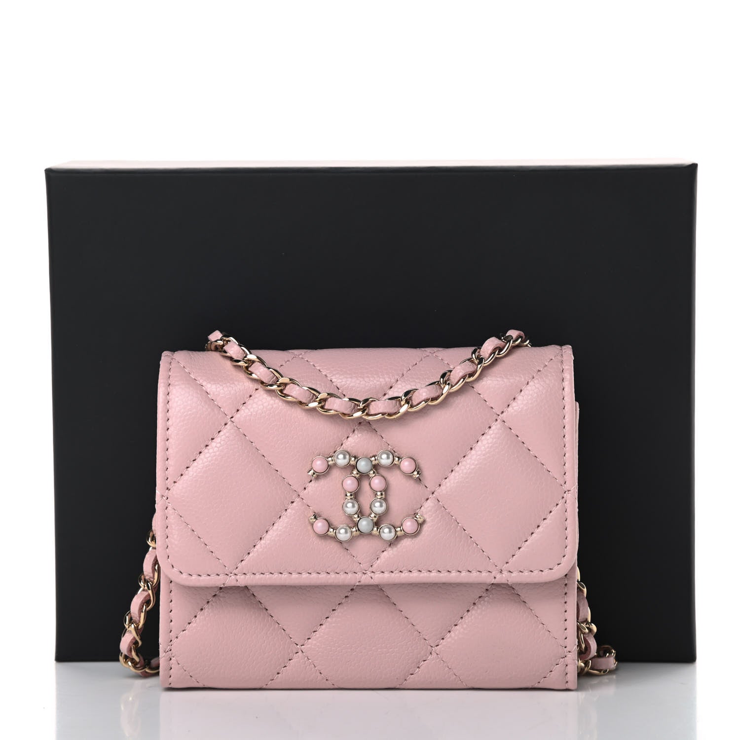 Chanel Caviar Quilted Coco Candy Card Holder On Chain Light Pink 12 of 13