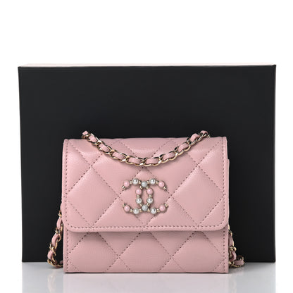 Chanel Caviar Quilted Coco Candy Card Holder On Chain Light Pink 12 of 13