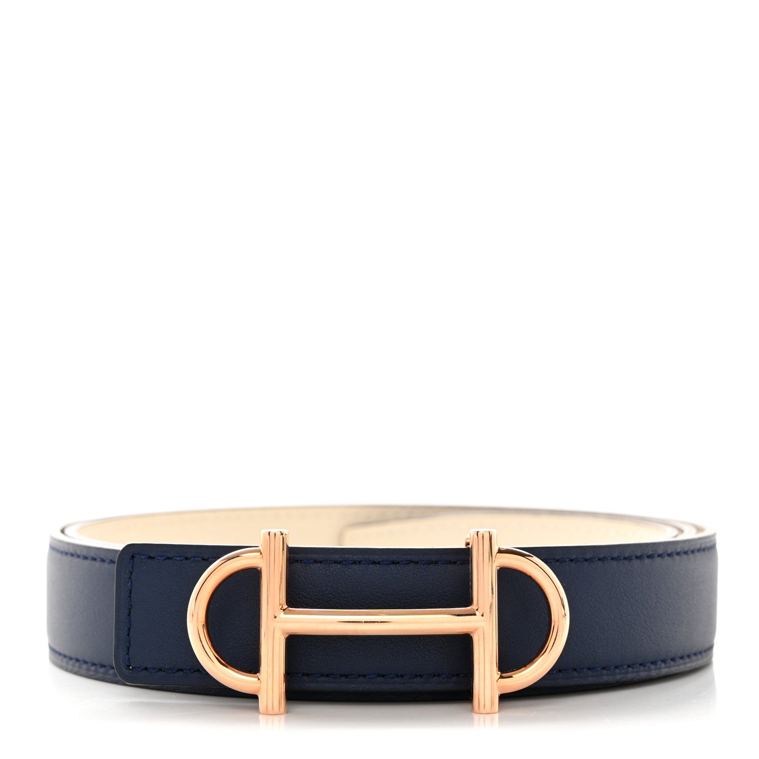 Hermes Swift Epsom 24mm Gamma Belt 85 34 Navy Bleu Craie 1 of 8