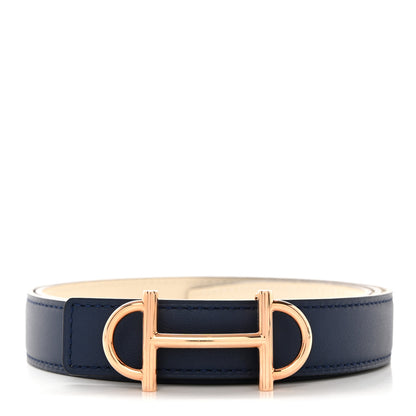 Hermes Swift Epsom 24mm Gamma Belt 85 34 Navy Bleu Craie 1 of 8