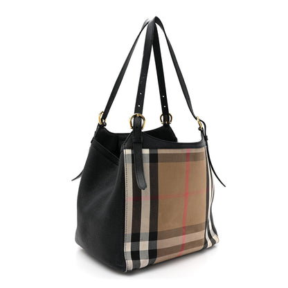 Burberry Grainy Calfskin House Check Small Canterbury Tote Black 3 of 16