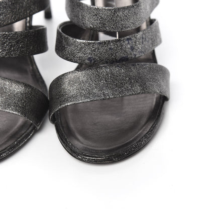 Chanel Cracked Metallic Calfskin Pearl Sandals 41 Dark Silver 11 of 16