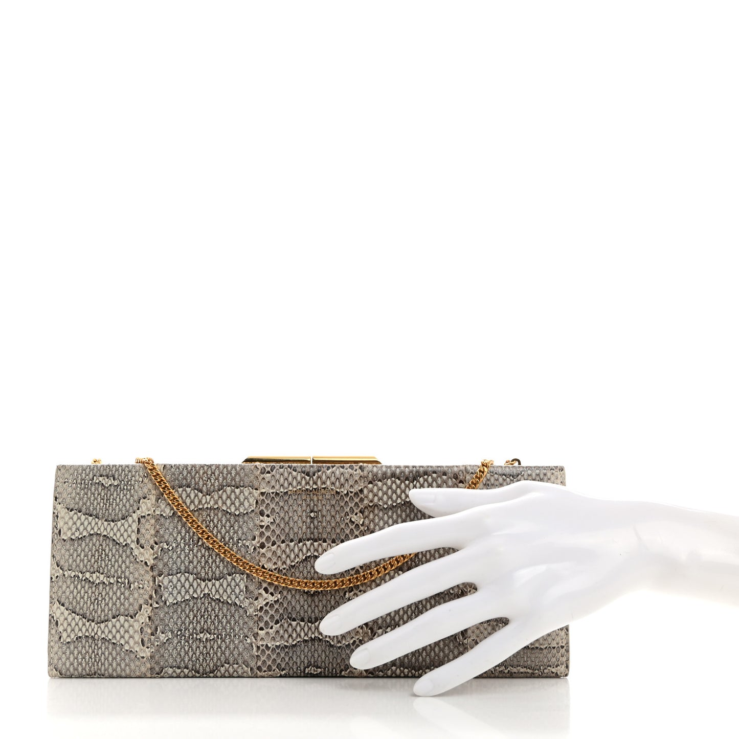 Snakeskin Midnight Clutch Grey White