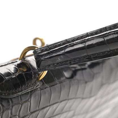 Hermes Shiny Crocodile Kelly Sellier 32 Black 21 of 23