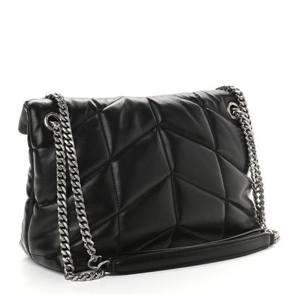 Saint Laurent Lambskin Quilted Small Loulou Puffer Monogram Chain Satchel Black 3 of 9