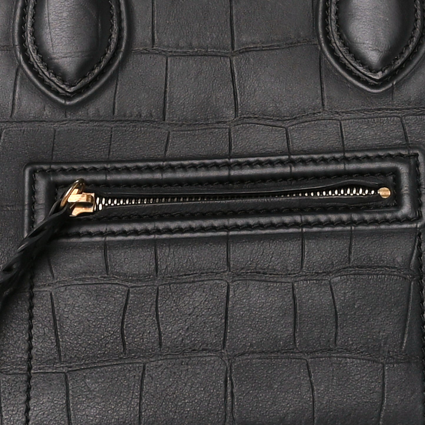 Crocodile Embossed Calfskin Medium Phantom Luggage Black