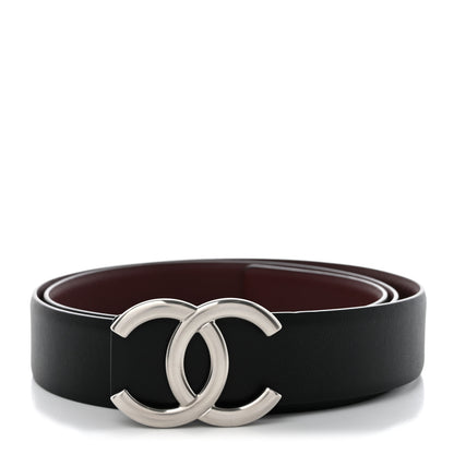 Chanel Calfskin CC Reversible Belt 90 36 Black Burgundy 1 of 6