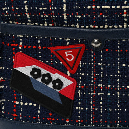 Chanel Tweed Crest Trip Backpack Navy Burgundy 8 of 11