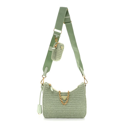 Prada Yarn Raffia Effect Crochet Re-Edition 2005 Shoulder Bag Acqua 1 of 19