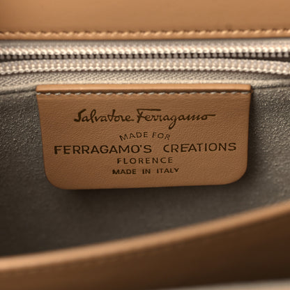 Salvatore Ferragamo Brushed Off Calfskin Iconic Large Top Handle Bag Camel 5 of 5