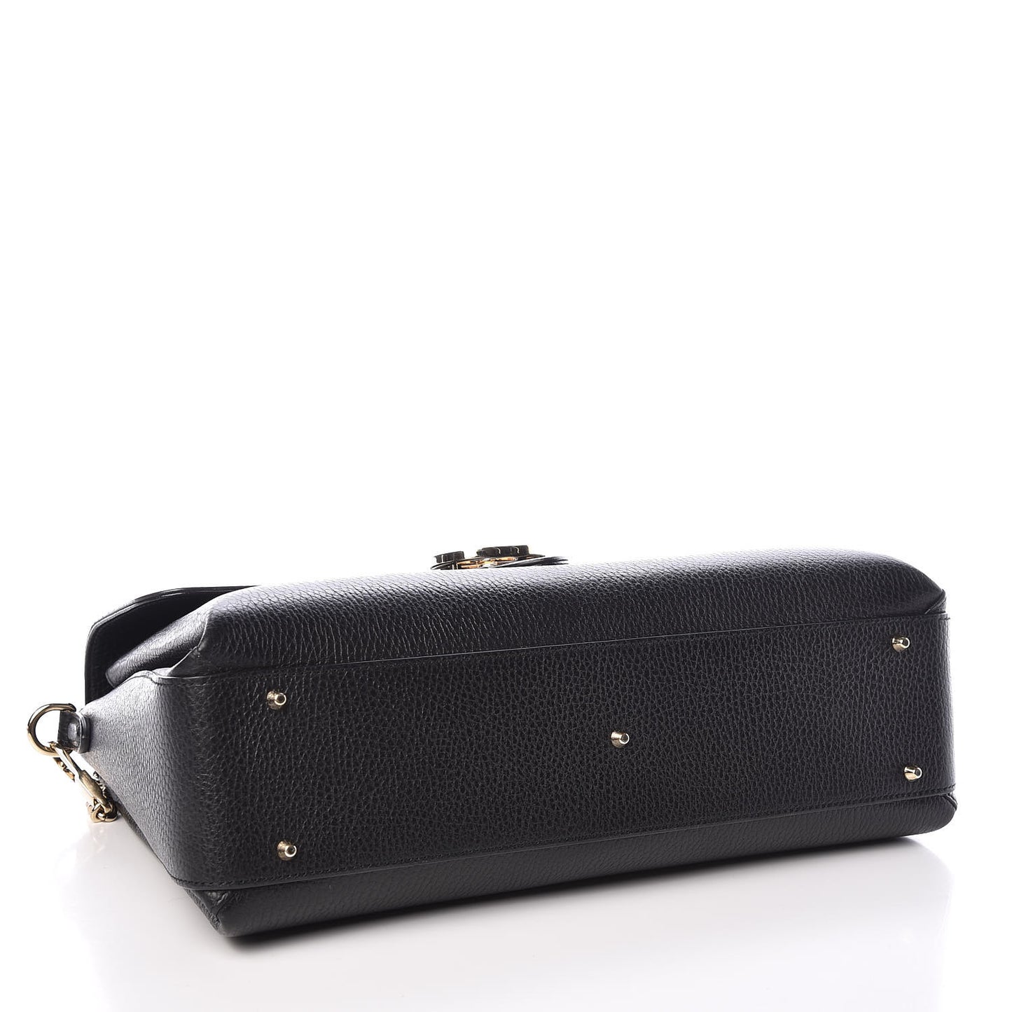 Dollar Calfskin Medium Interlocking G Top Handle Shoulder Bag Black