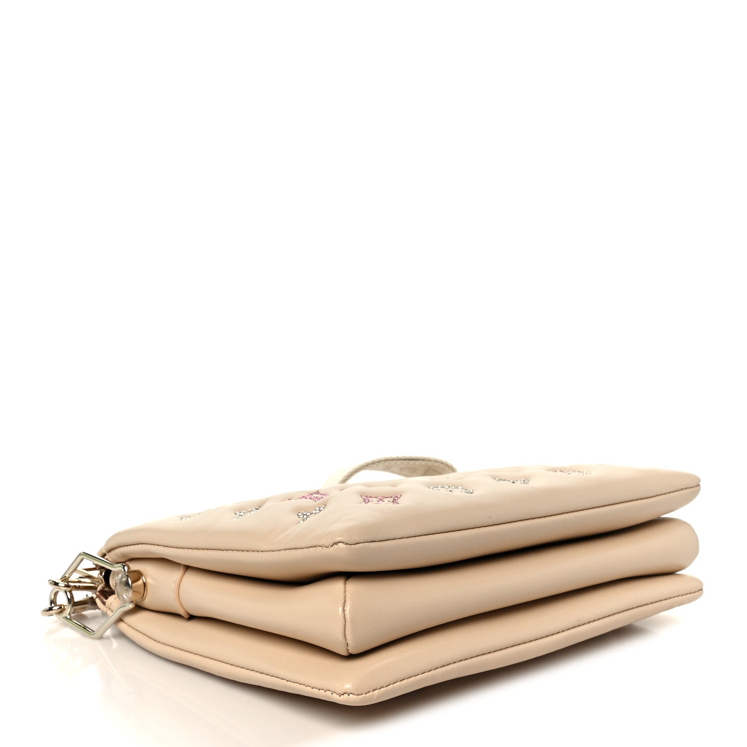Louis Vuitton Lambskin Swarovski Crystal Embossed Monogram Coussin PM Nude 4 of 12