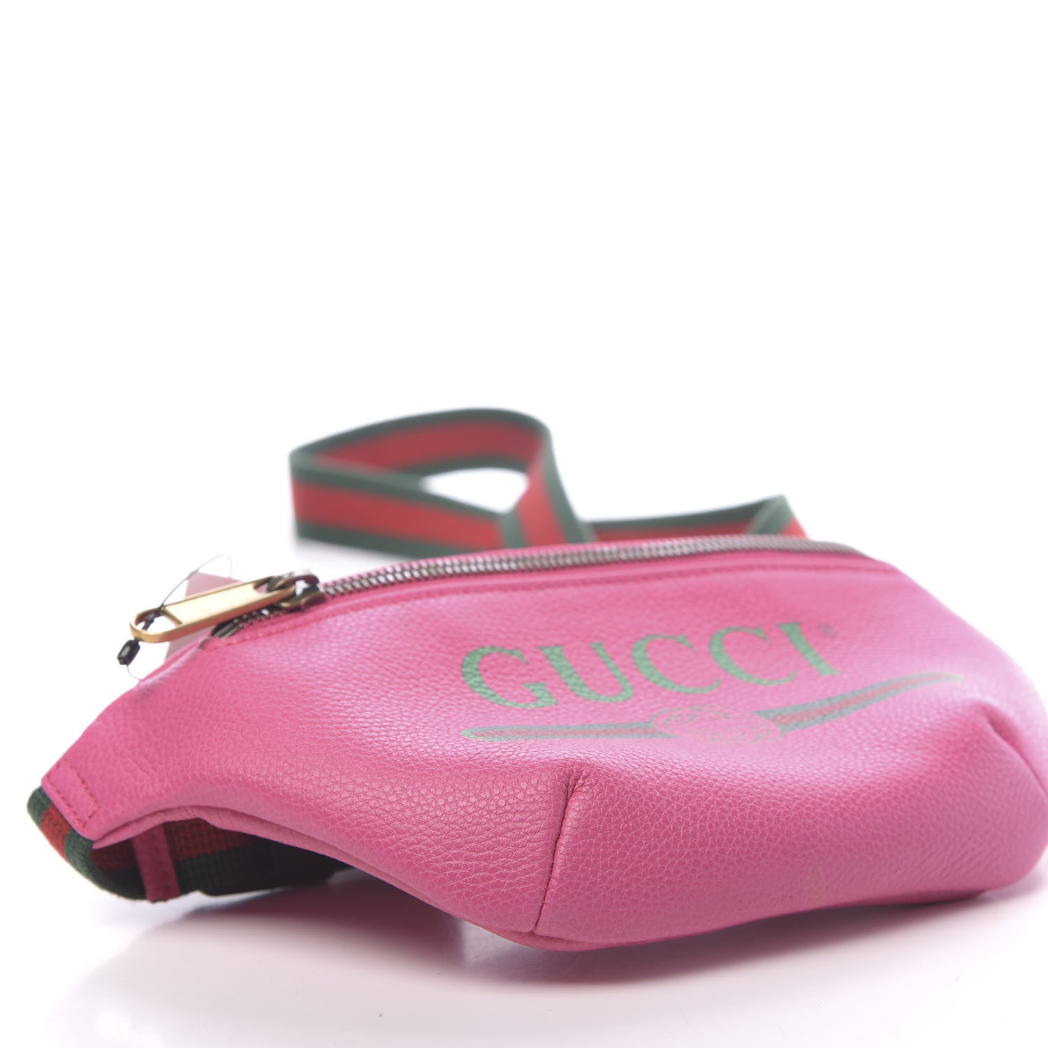 Gucci Grained Calfskin Small Logo Belt Bag Box Pink Green 8 of 10