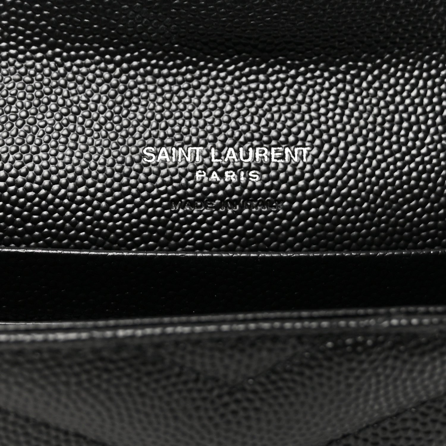 Saint Laurent Grain De Poudre Matelasse Chevron Small Monogram Envelope Wallet Black 6 of 7