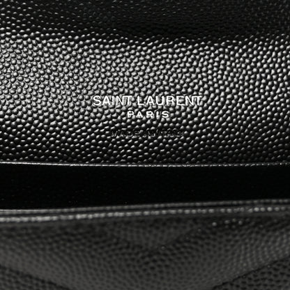 Saint Laurent Grain De Poudre Matelasse Chevron Small Monogram Envelope Wallet Black 6 of 7